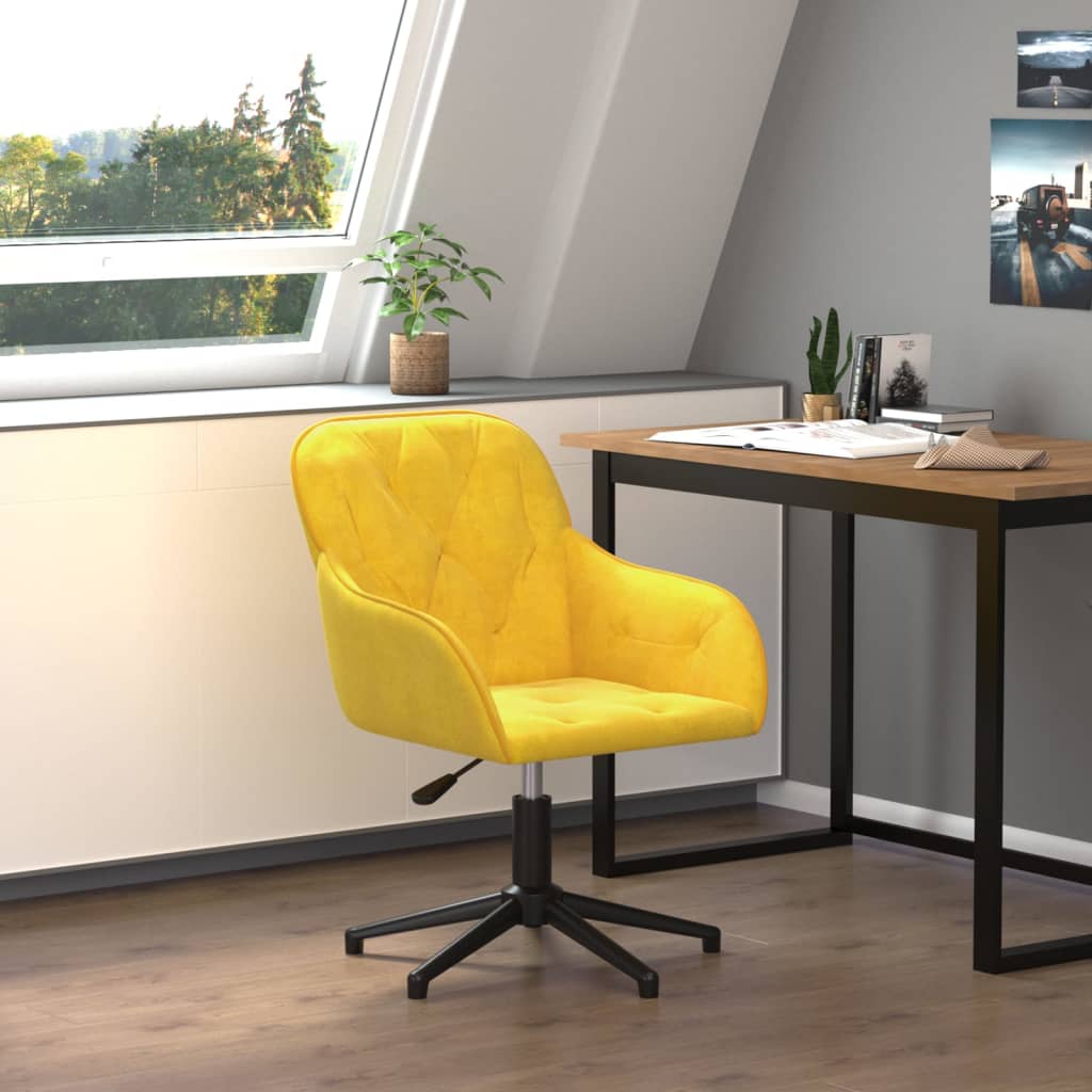 Chaise pivotante de bureau Jaune Velours