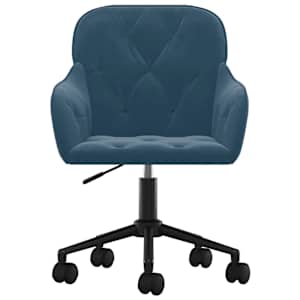 Otočná kancelářská židle modrá samet - obrázek 3