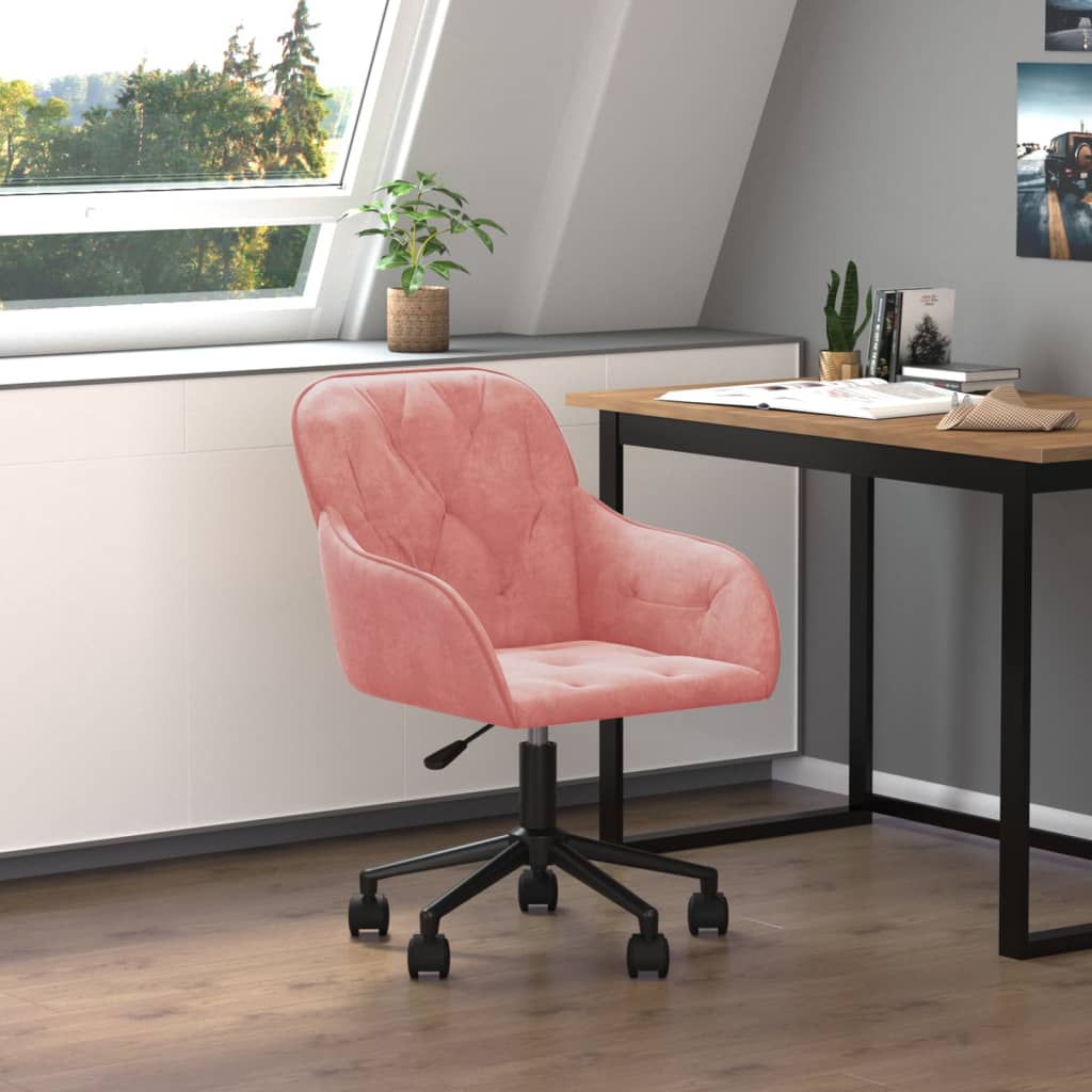 vidaXL Chaise pivotante de bureau Rose Velours