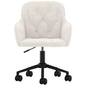 vidaXL Scaun de birou pivotant, crem, catifea