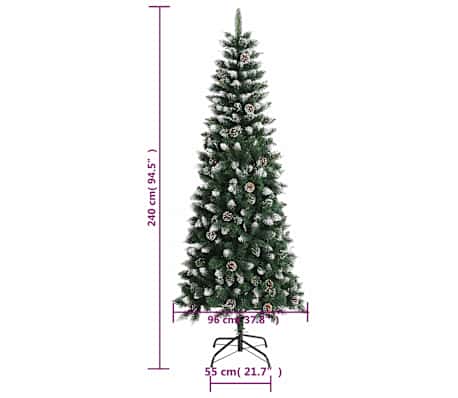 YRHome Kunstkerstboom, 210 cm, wit, pvc, met 750 takken, kerstboom met standaard, snel op te bouwen klapsysteem, moeilijk ontvlambaar, kerstdecoratie voor kantoor, thuis en winkels