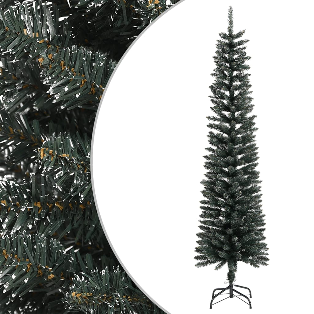vidaXL kunstigt smalt juletræ med juletræsfod 210 cm PVC grøn