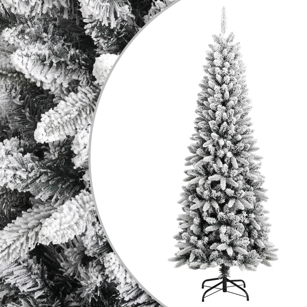 Image of vidaXL Artificial Christmas Tree with Flocked Snow 210 cm PVC&PE