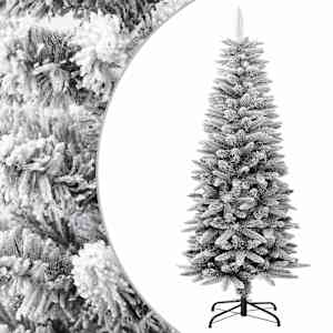 Umělý úzký vánoční stromek zasněžený 120 cm PVC a PE - obrázek 1