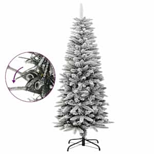 Umělý úzký vánoční stromek zasněžený 120 cm PVC a PE - obrázek 3