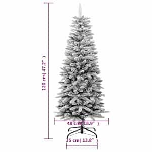 Umělý úzký vánoční stromek zasněžený 120 cm PVC a PE - obrázek 9