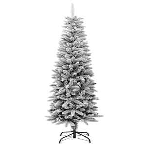 vidaXL Sapin de No&euml;l artificiel mince avec neige floqu&eacute;e 120 cm PVC/PE