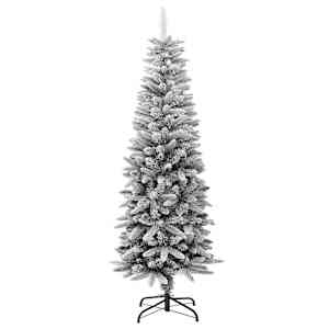 vidaXL K&uuml;nstlicher Weihnachtsbaum Schlank mit Schnee 150 cm PVC & PE
