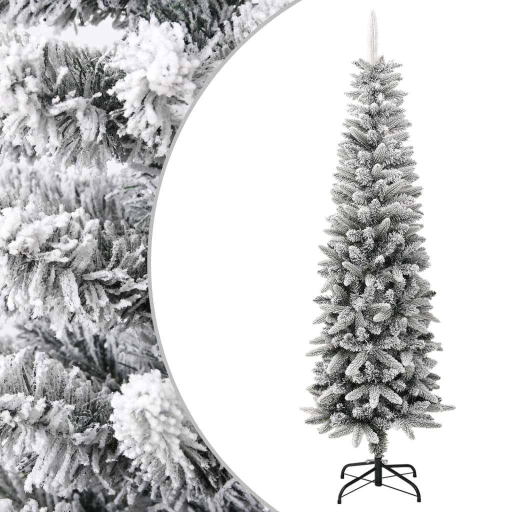 vidaXL Brad de Crăciun artificial slim cu zăpadă pufoasă 180 cm PVC&PE