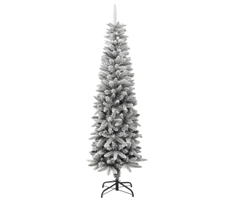 vidaXL Sapin de No&euml;l artificiel mince avec neige floqu&eacute;e 180 cm PVC/PE