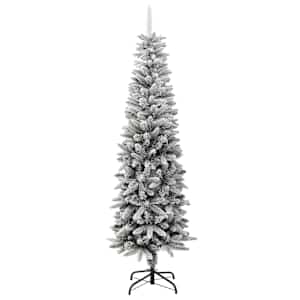 vidaXL Sapin de No&euml;l artificiel mince avec neige floqu&eacute;e 180 cm PVC/PE