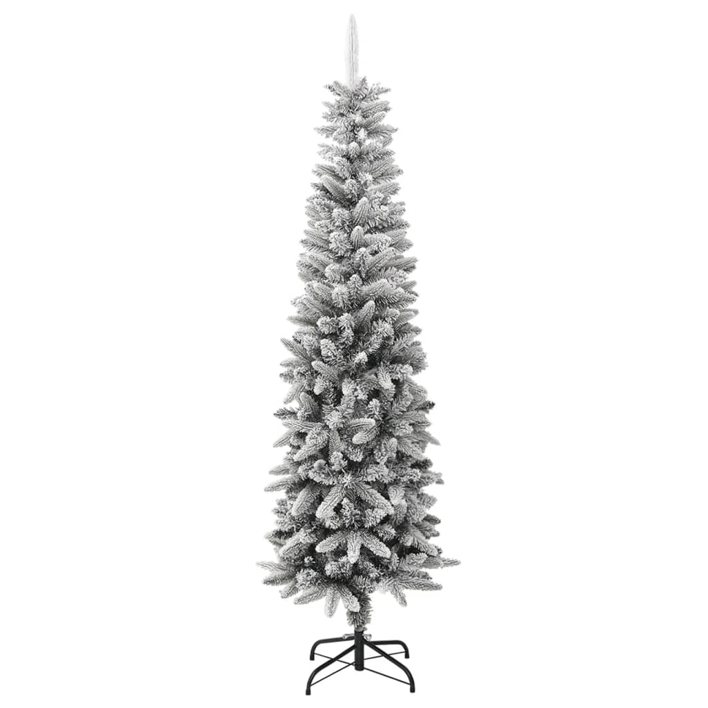 vidaXL Brad de Crăciun artificial slim cu zăpadă pufoasă 210 cm PVC&PE