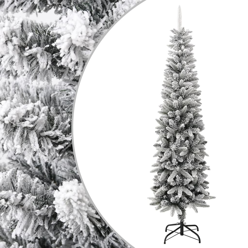vidaXL Árvore de Natal artificial fina com neve PVC & PE 240 cm