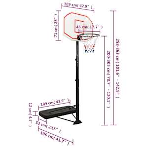 Basketbalový koš bílý 258–363 cm polyethylen - obrázek 10