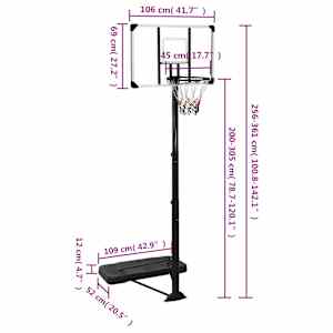 Basketbalový koš s průhlednou deskou 256–361 cm polykarbonát - obrázek 10