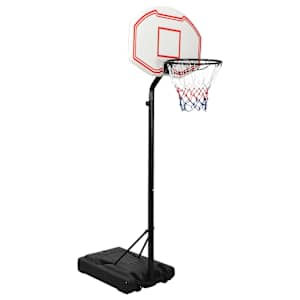 vidaXL korvpallilaud jalaga, valge, 237&ndash;307 cm, pol&uuml;et&uuml;leen