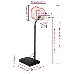 Basketbalový koš bílý 237–307 cm polyethylen - obrázek 10