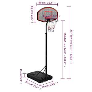 Basketbalový koš černý 237-307 cm polyethylen - obrázek 10