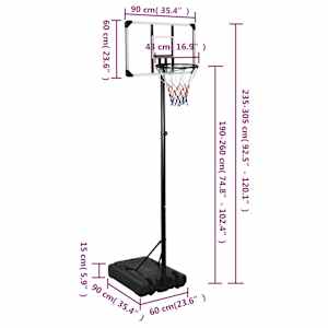 Basketbalový koš s průhlednou deskou 235–301 cm polykarbonát - obrázek 10