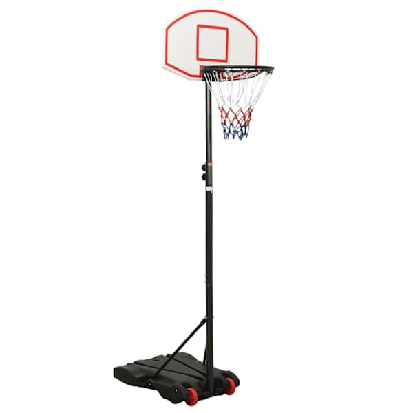 vidaXL korvpallilaud jalaga, valge, 216&ndash;250 cm, pol&uuml;et&uuml;leen