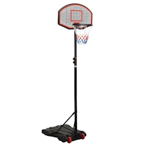 vidaXL korvpallilaud jalaga, must, 216&ndash;250 cm, pol&uuml;et&uuml;leen