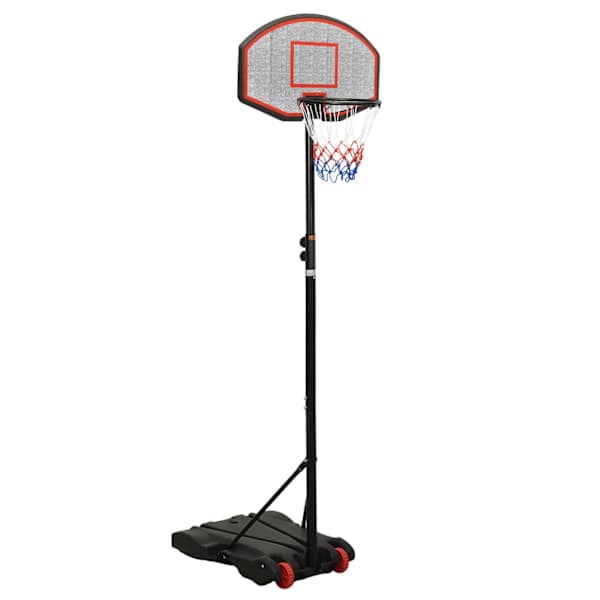 vidaXL korvpallilaud jalaga, must, 216&ndash;250 cm, pol&uuml;et&uuml;leen