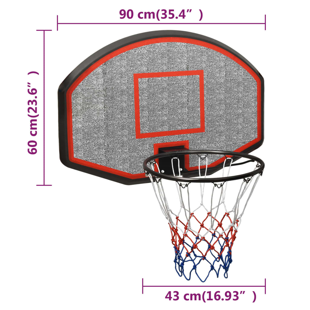 Basketbalový koš černý 90x60x2 cm polyethylen