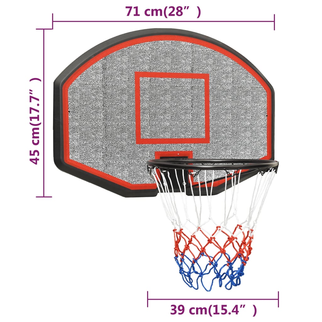 Fekete polietilén kosárlabdapalánk 71 x 45 x 2 cm 