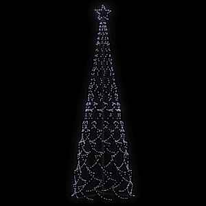 vidaXL Christmas Cone Tree Cool White Powder-coated Steel, Copper, PVC