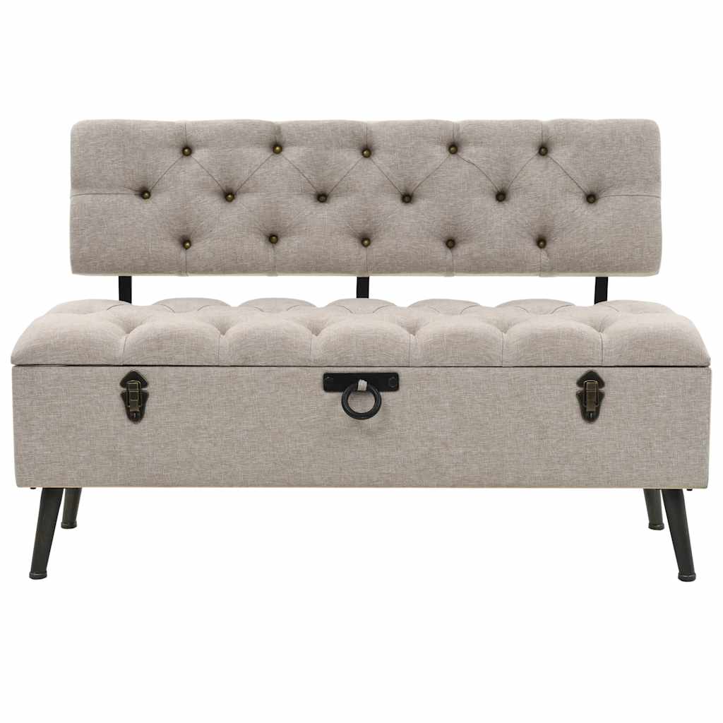 vidaXL - Opslagbank - met - Rugleuning - 110 - cm - Crème - Stof