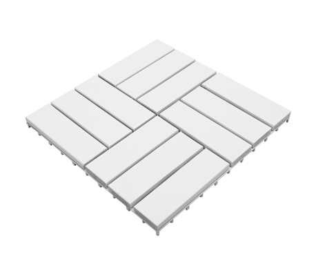 vidaXL Terrassefliser 20 stk hvit 30x30 cm heltre akasie