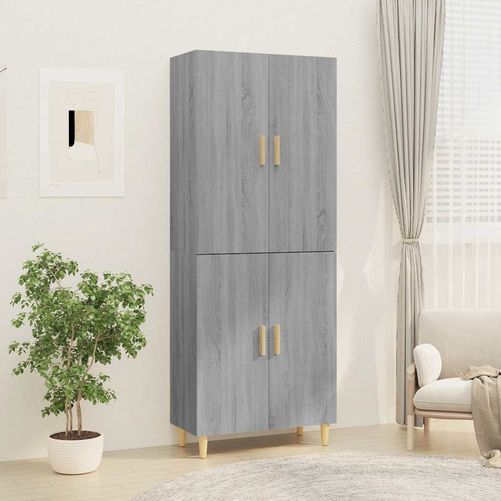 vidaXL Kaappi harmaa Sonoma 70x34x180 cm tekninen puu