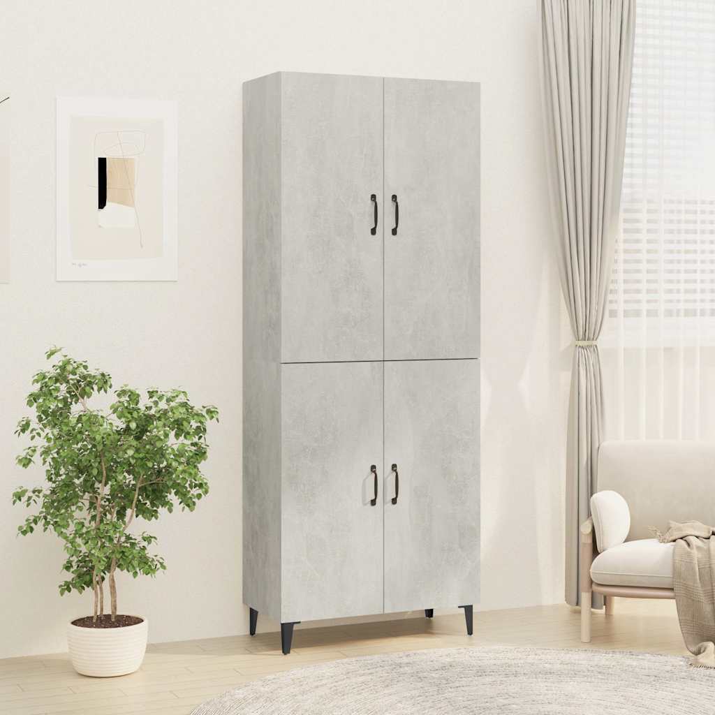 vidaXL Kaappi betoninharmaa 70x34x180 cm tekninen puu