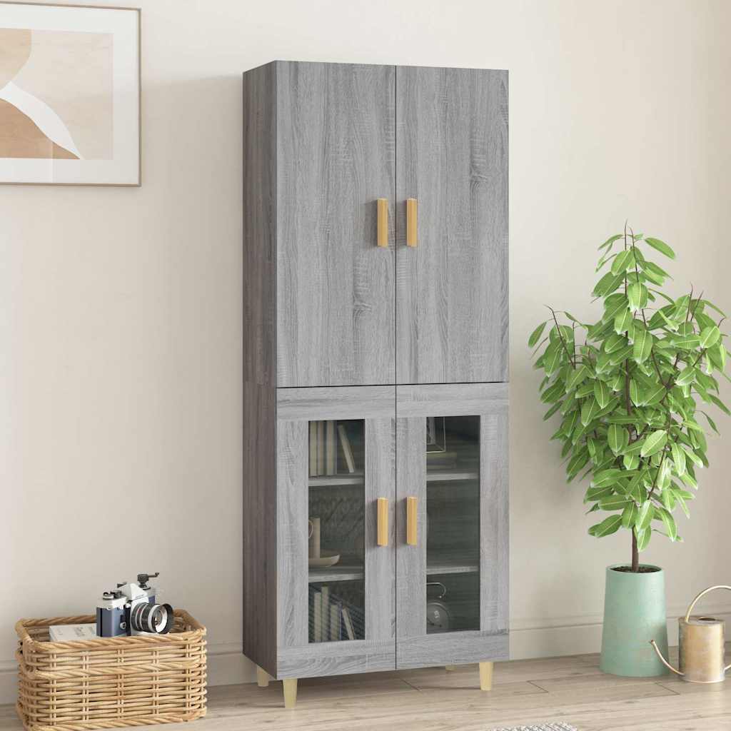 vidaXL Kaappi harmaa Sonoma 69,5x34x180 cm tekninen puu