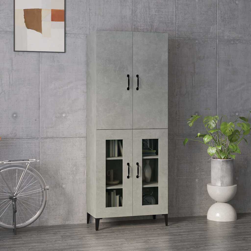 vidaXL Kaappi betoninharmaa 69,5x34x180 cm tekninen puu