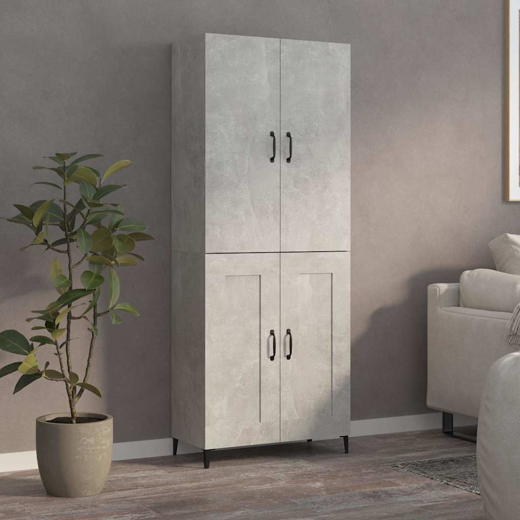 vidaXL Kaappi betoninharmaa 70x34x180 cm tekninen puu