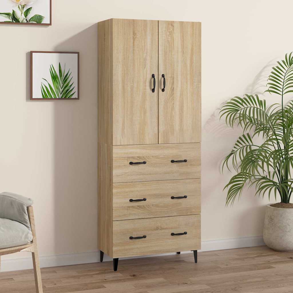 vidaXL Kaappi Sonoma tammi 69,5x34x180 cm tekninen puu