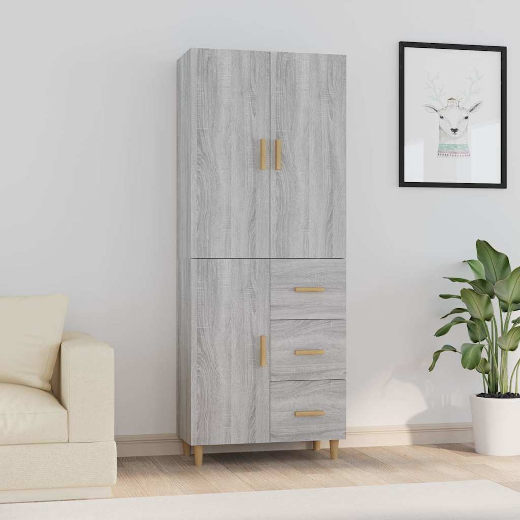 vidaXL Kaappi harmaa Sonoma 69,5x34x180 cm tekninen puu