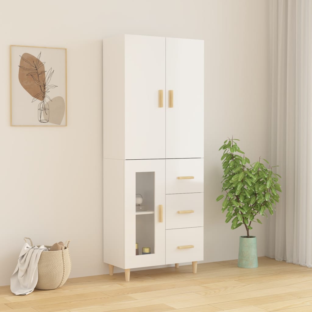 vidaXL Dulap înalt, alb extralucios, 69,5x34x180 cm, lemn compozit
