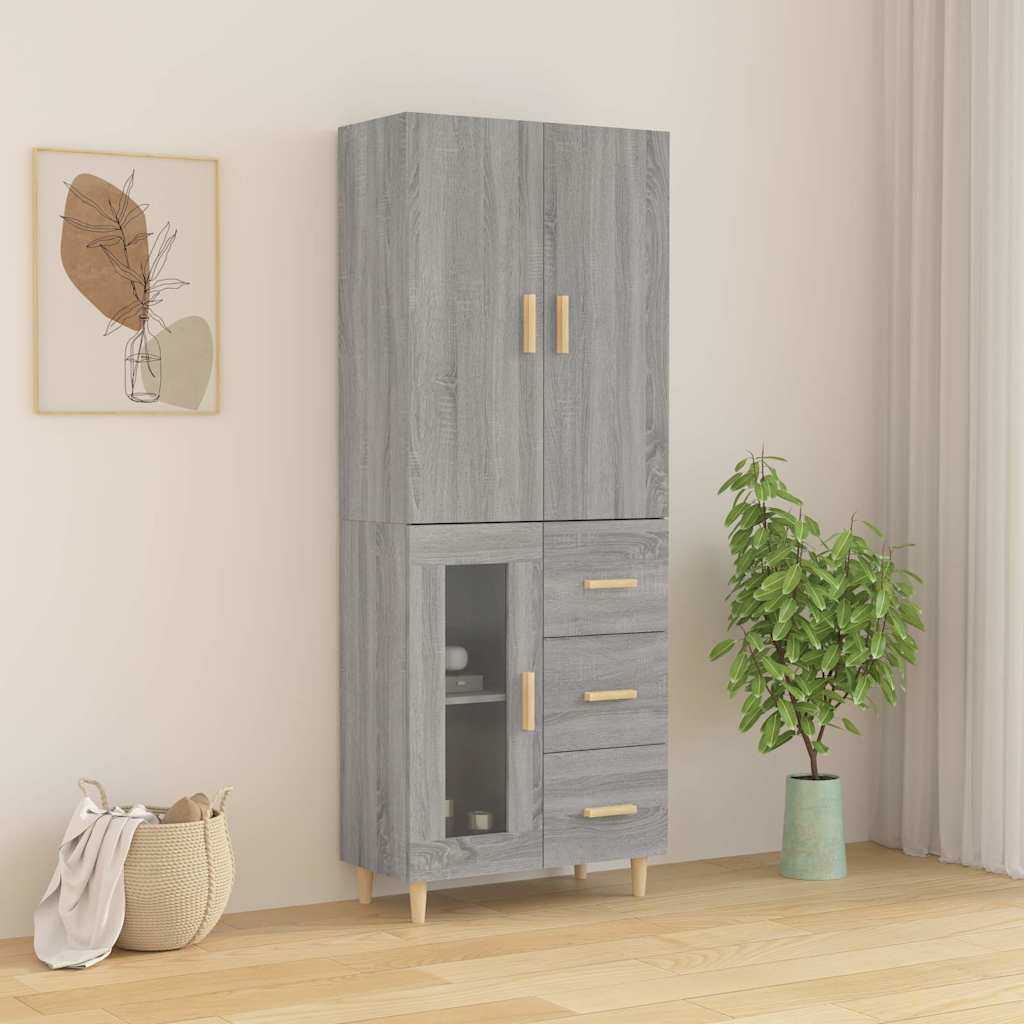 vidaXL Kaappi harmaa Sonoma 69,5x34x180 cm tekninen puu