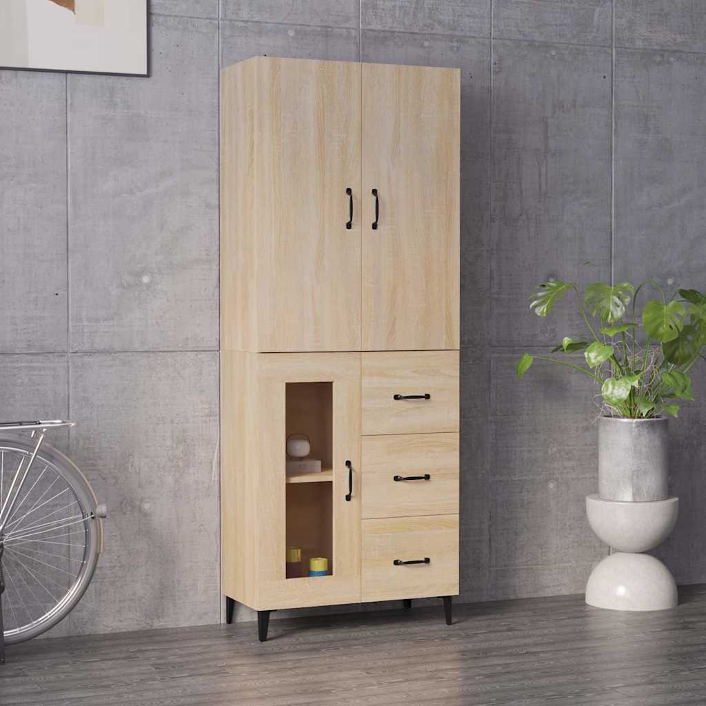 vidaXL Kaappi Sonoma tammi 69,5x34x180 cm tekninen puu