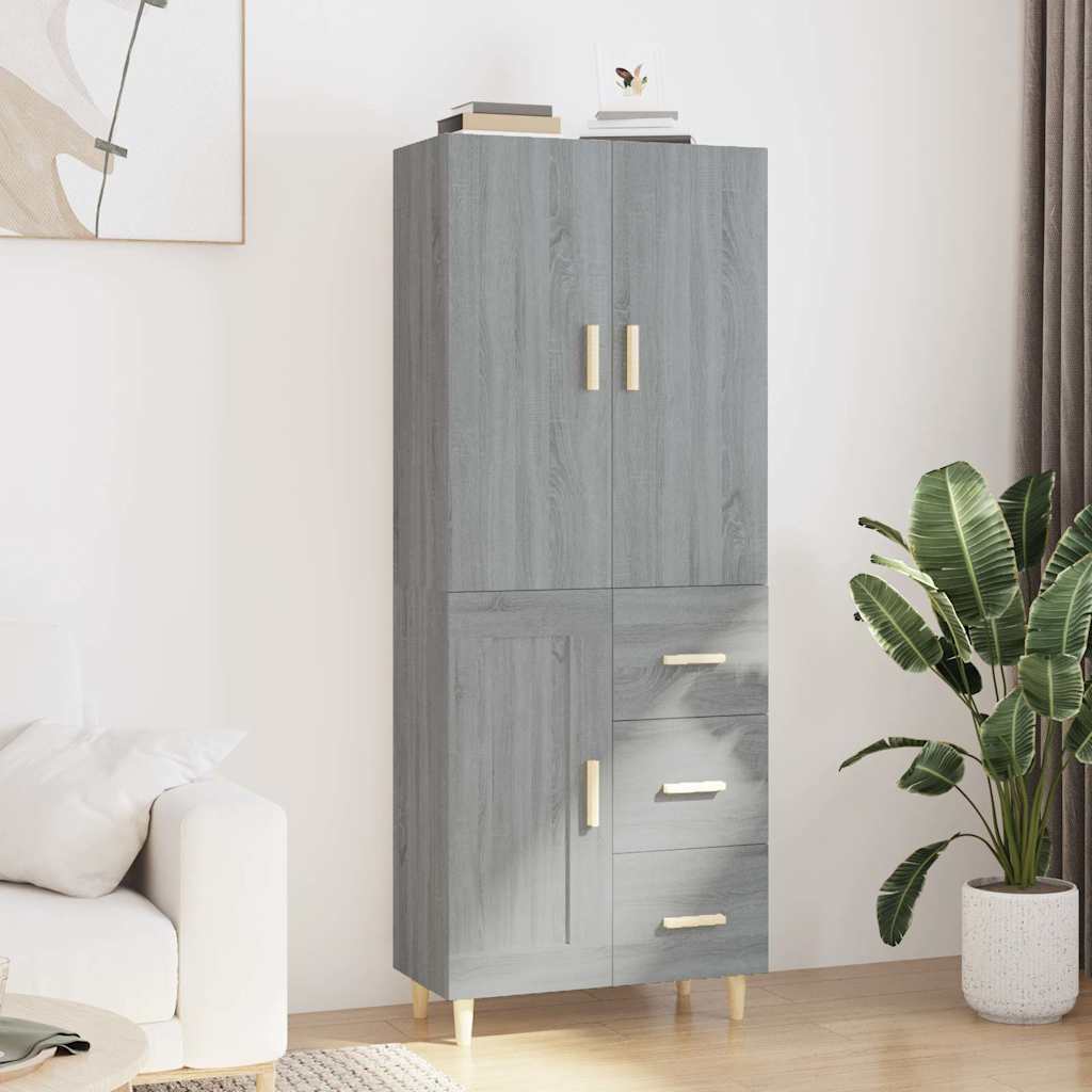 vidaXL Kaappi harmaa Sonoma 69,5x34x180 cm tekninen puu