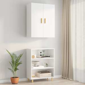 vidaXL Ντουλάπι Γυαλιστερό Λευκό 69,5x34x180 εκ. Επεξεργασμένο Ξύλο