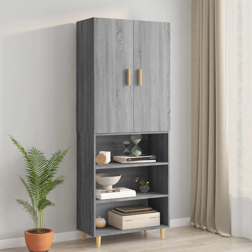 vidaXL Kaappi harmaa Sonoma 69,5x34x180 cm tekninen puu