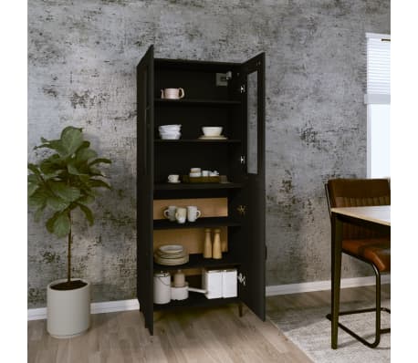 vidaXL Komoda, juodos spalvos, 69,5x34x180cm, apdirbta mediena