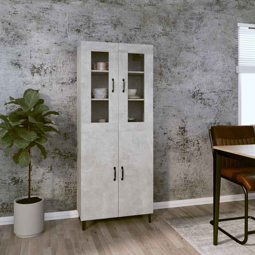 vidaXL Kaappi betoninharmaa 69,5x34x180 cm tekninen puu