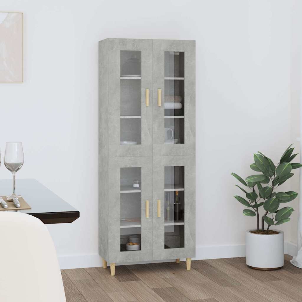 vidaXL Kaappi betoninharmaa 69,5x34x180 cm tekninen puu