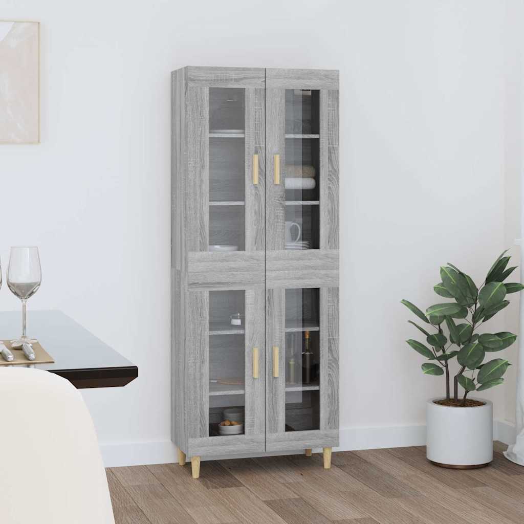 vidaXL Kaappi harmaa Sonoma 69,5x34x180 cm tekninen puu