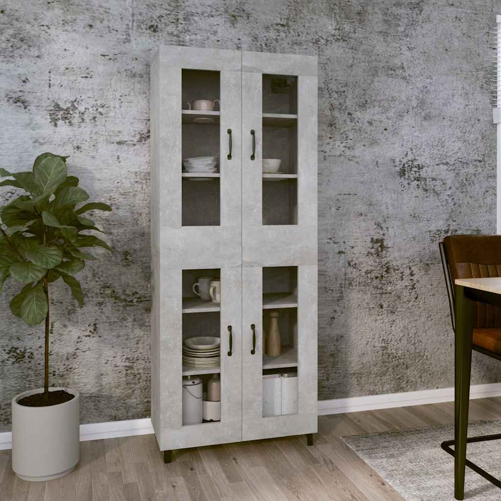 vidaXL Kaappi betoninharmaa 69,5x34x180 cm tekninen puu