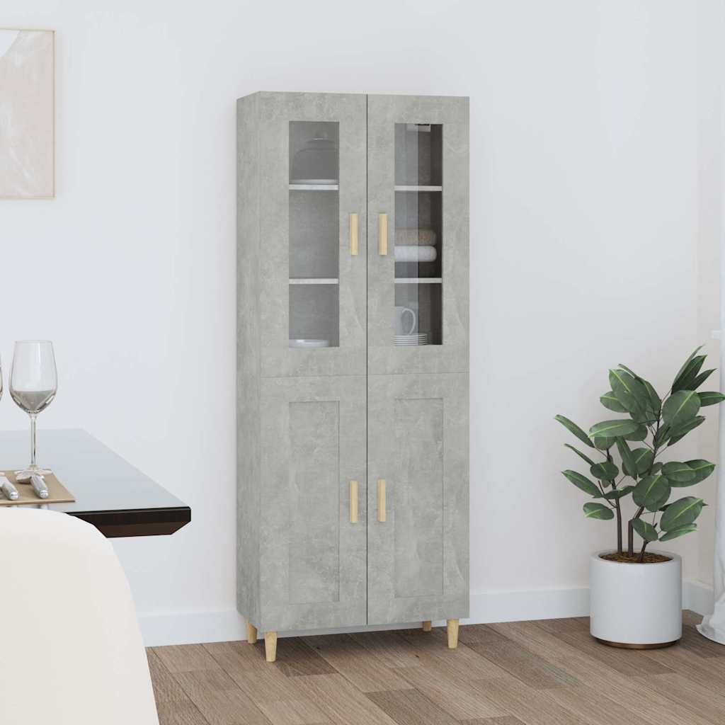 vidaXL Kaappi betoninharmaa 69,5x34x180 cm tekninen puu